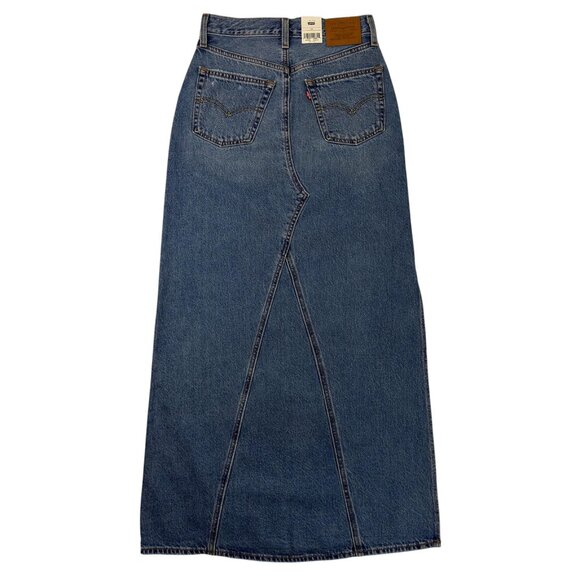 Levi’s Premium Iconic Long Denim Maxi Skirt Blue Women’s 24 / 00 / XXS NWT - Picture 3 of 16